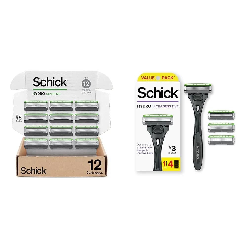 Schick Hydro Sensitive Razor Refills 12ct & Ultra Sensitive Razor Handle | Sensitive Skin Comfort (110 characters) - main product image