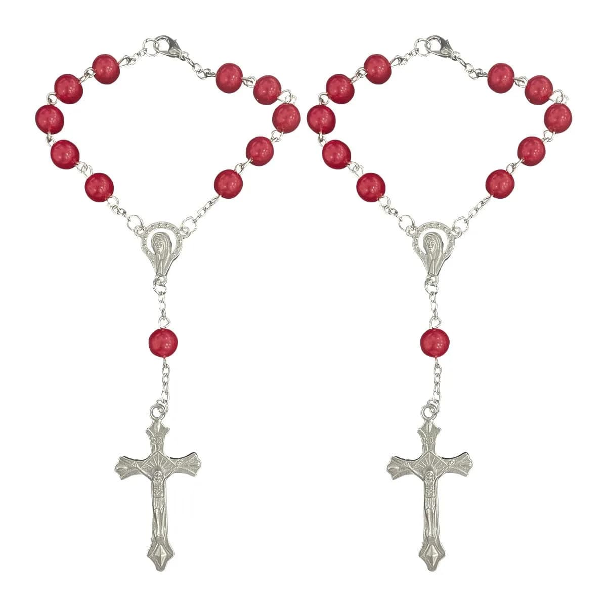 smilfuy 2PCS Car Rosary Red Pendant with Cross Charm | 18.4cm (7.26 inch) Total Length - main product image