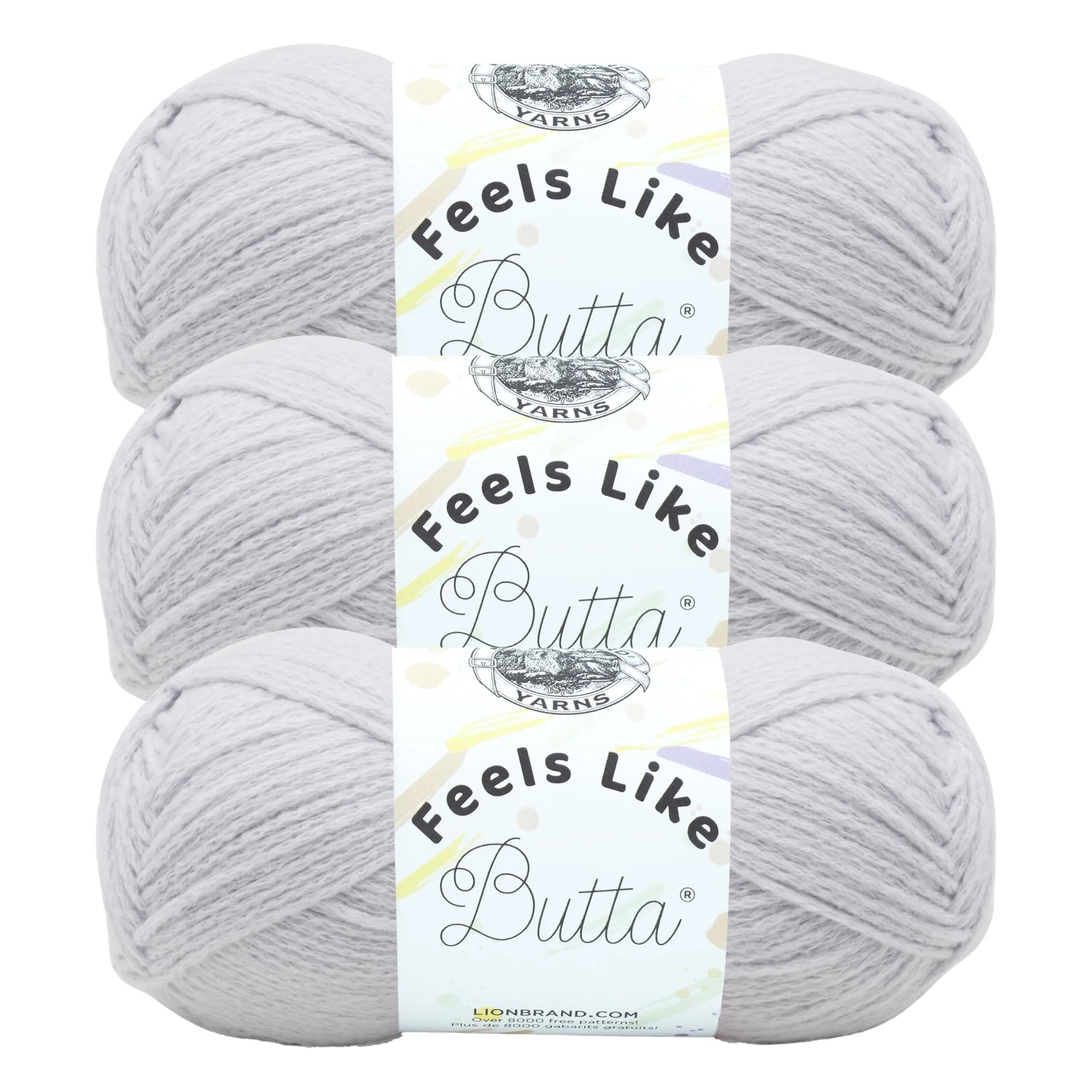 Lion Brand Yarn Feels Like Butta Crochet & Knitting Yarn, Neutral, 3 Pack, 100g Each - main product image