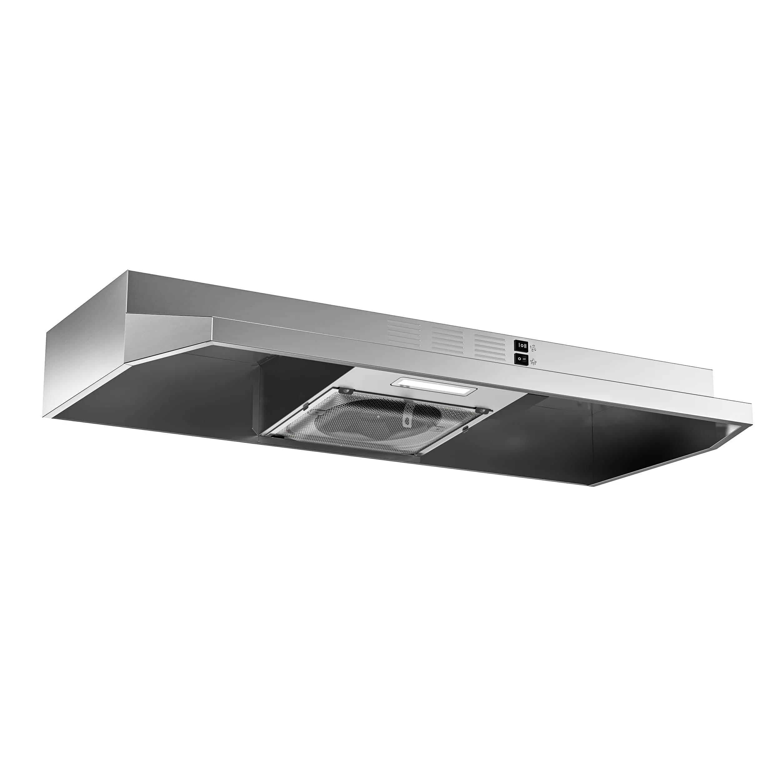 FIREGAS 36 Inch Under Cabinet Range Hood | 300 CFM Ducted/Ductless Convertible Stainless Steel Stove Vent Hood with LED Light - main product image