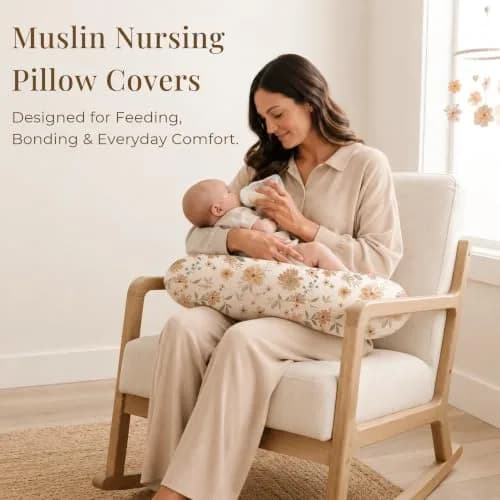 Konssy 2-Pack Muslin Nursing Pillow Covers 63.5cm x 45.7cm | Soft Cotton Slipcovers for Baby thumbnail 5