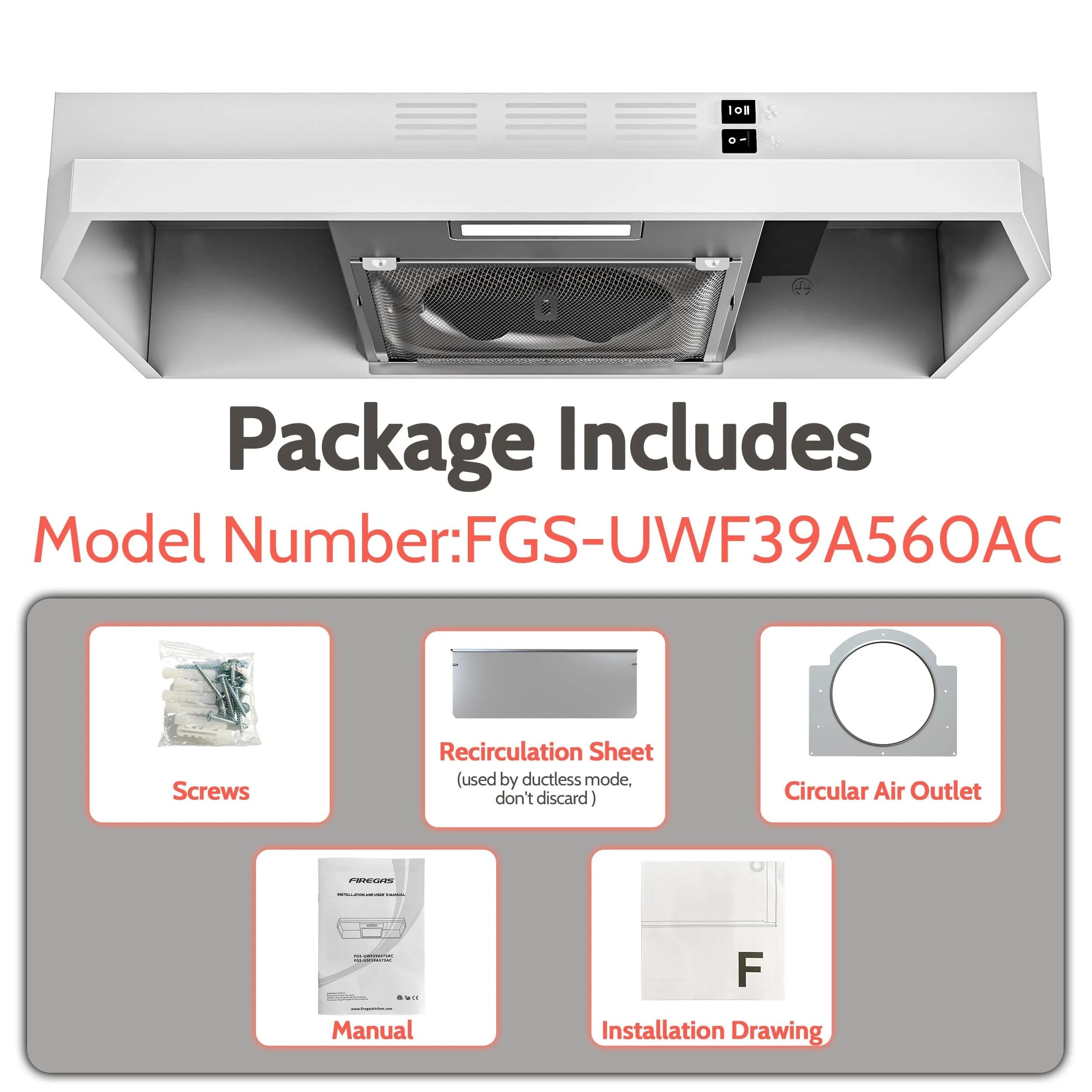 FIREGAS 61cm (24 Inch) Under Cabinet Range Hood White Painted Stainless Steel | 300 CFM Powerful Suction for Indian Kitchens - view 9