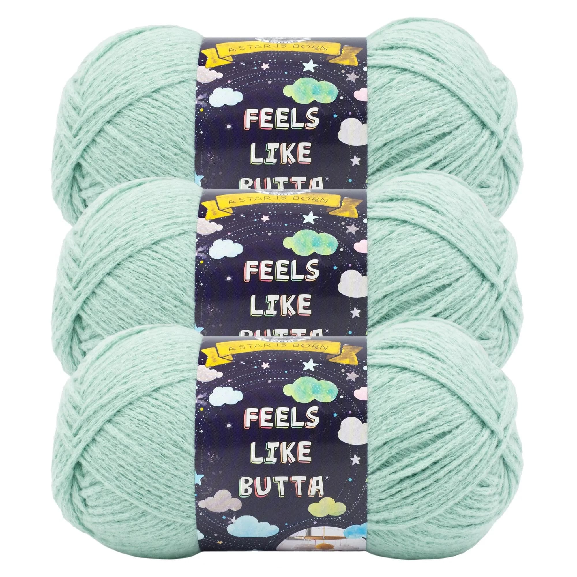 Lion Brand Feels Like Butta Yarn - Seafoam Green, 3 Pack, 100% Polyester Crochet & Knitting Yarn - main product image