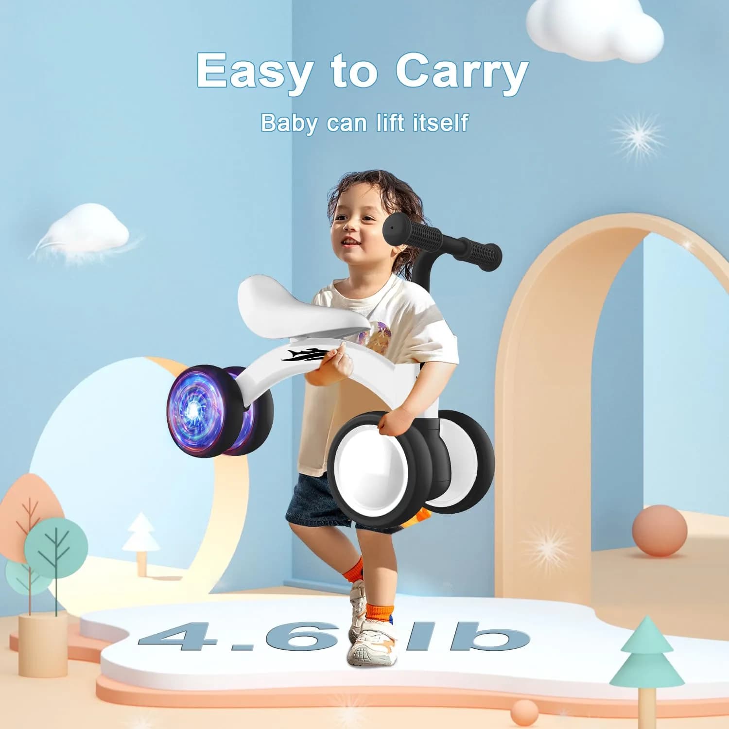Gamfeiny Colorful Lighting Baby Balance Bike | 10-36 Months Toddler First Riding Toy - view 4