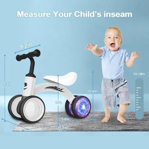 Gamfeiny Colorful Lighting Baby Balance Bike | 10-36 Months Toddler First Riding Toy thumbnail 2
