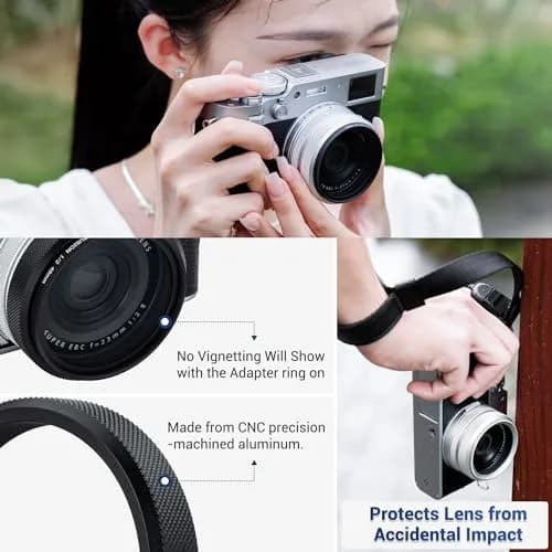 JJC Metal Lens Filter Adapter Ring for Fuji X100VI X100V X100F X100T X100S X100 X70 Cameras | Attaches 49mm Filters & Fuji FLCP-49 Lens Cap thumbnail 5
