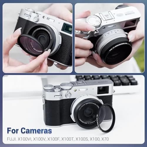 JJC Metal Lens Filter Adapter Ring for Fuji X100VI X100V X100F X100T X100S X100 X70 Cameras | Attaches 49mm Filters & Fuji FLCP-49 Lens Cap thumbnail 2
