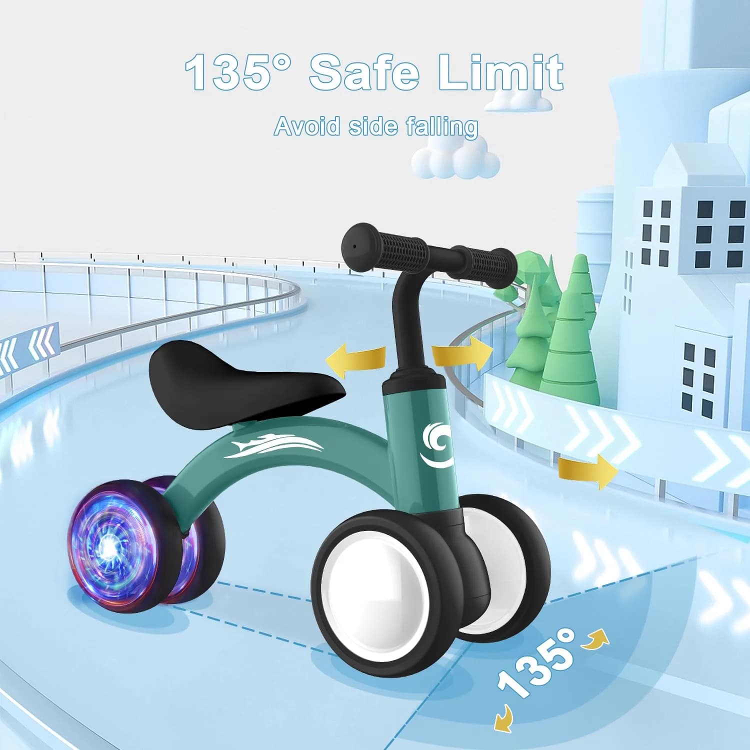 Gamfeiny Colorful Lighting Baby Balance Bike Toys for 1 Year Old Boy Girl Gifts, 10-36 Month Toddler Balance Bike, No Pedal 4 Silence Wheels & Soft Seat, 2.49 kg (5.5 lb) thumbnail 5