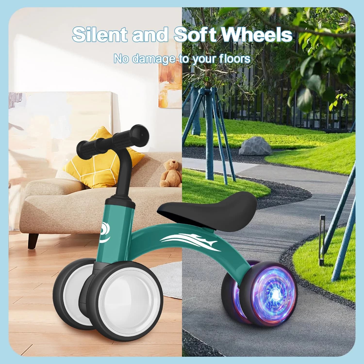 Gamfeiny Colorful Lighting Baby Balance Bike Toys for 1 Year Old Boy Girl Gifts, 10-36 Month Toddler Balance Bike, No Pedal 4 Silence Wheels & Soft Seat, 2.49 kg (5.5 lb) thumbnail 7