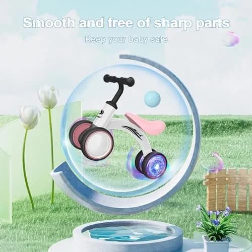 Gamfeiny Colorful Lighting Baby Balance Bike Toys for 1 Year Old Girl Gifts, 10-36 Month Toddler Balance Bike, 2.42 kg (4.6 lb) | No Pedal 4 Silence Wheels & Soft Seat thumbnail 5