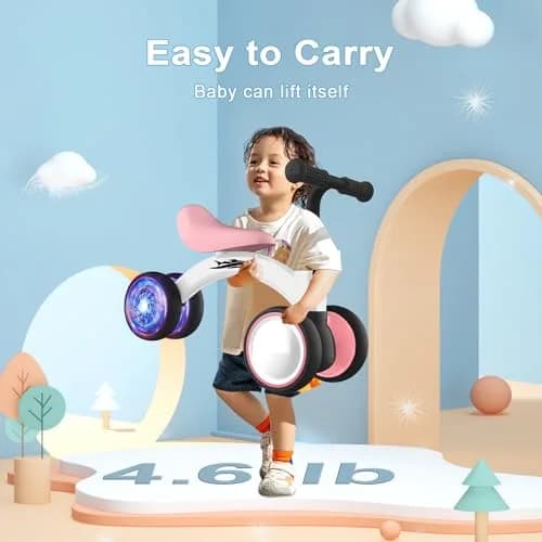 Gamfeiny Colorful Lighting Baby Balance Bike Toys for 1 Year Old Girl Gifts, 10-36 Month Toddler Balance Bike, 2.42 kg (4.6 lb) | No Pedal 4 Silence Wheels & Soft Seat thumbnail 3