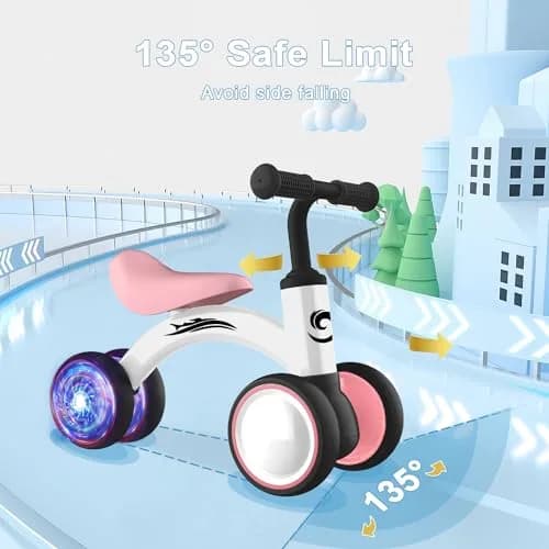 Gamfeiny Colorful Lighting Baby Balance Bike Toys for 1 Year Old Girl Gifts, 10-36 Month Toddler Balance Bike, 2.42 kg (4.6 lb) | No Pedal 4 Silence Wheels & Soft Seat thumbnail 4