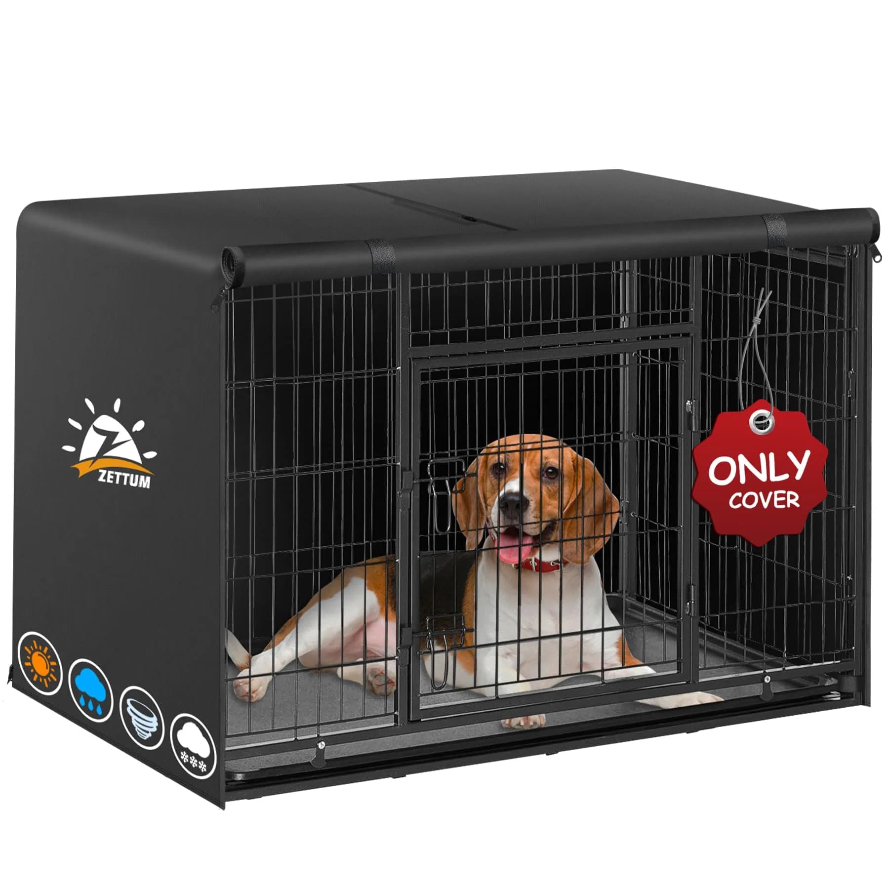 Zettum Dog Crate Cover 30 Inch | Waterproof Heavy Duty Kennel Cover for Small Dogs — Black