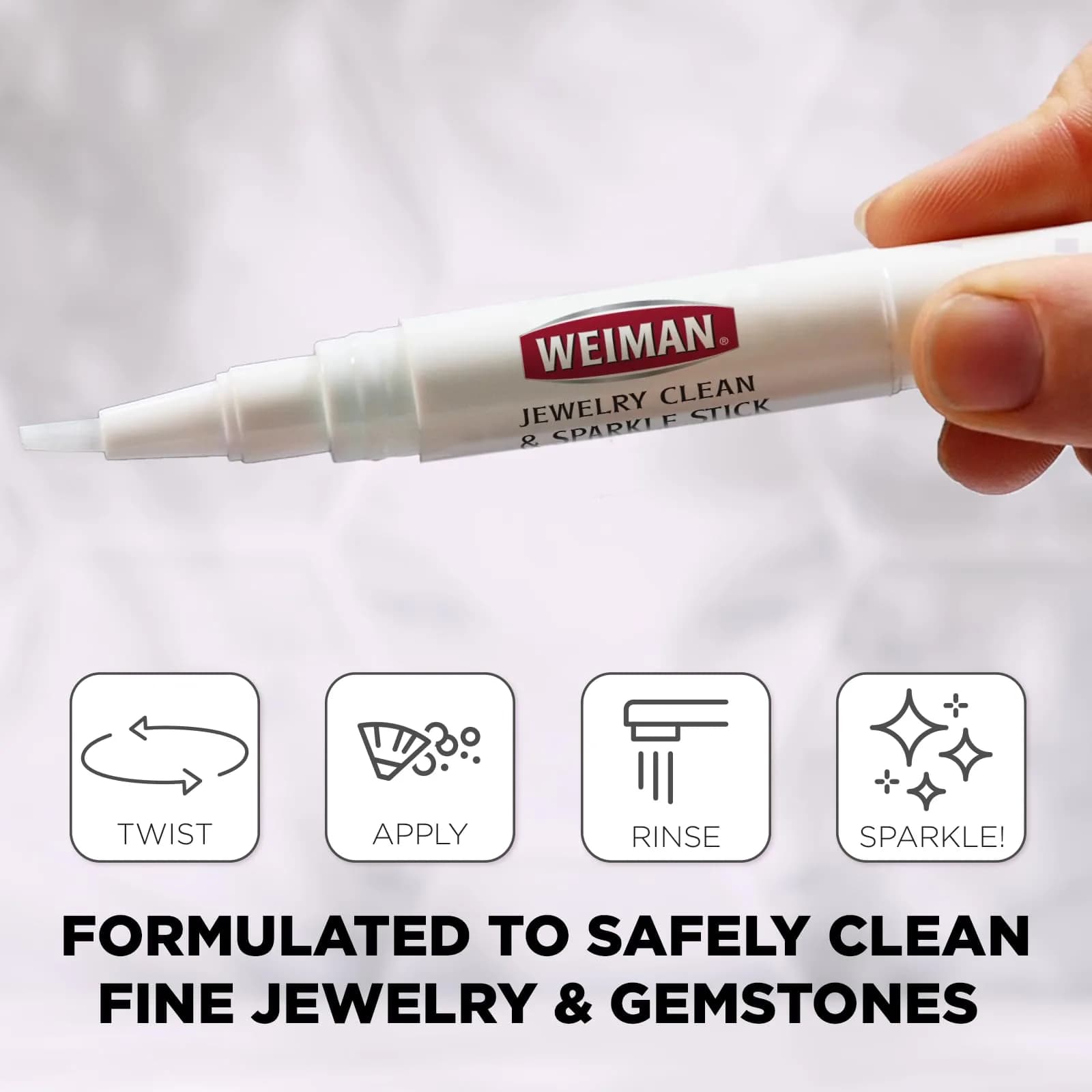 Weiman Jewelry Cleaner & Sparkle Stick - Portable On-The-Go Cleaning for Diamond Engagement Rings, Wedding Rings, Gemstones, Necklaces, Earrings, Bracelets (1-Pack) - view 2