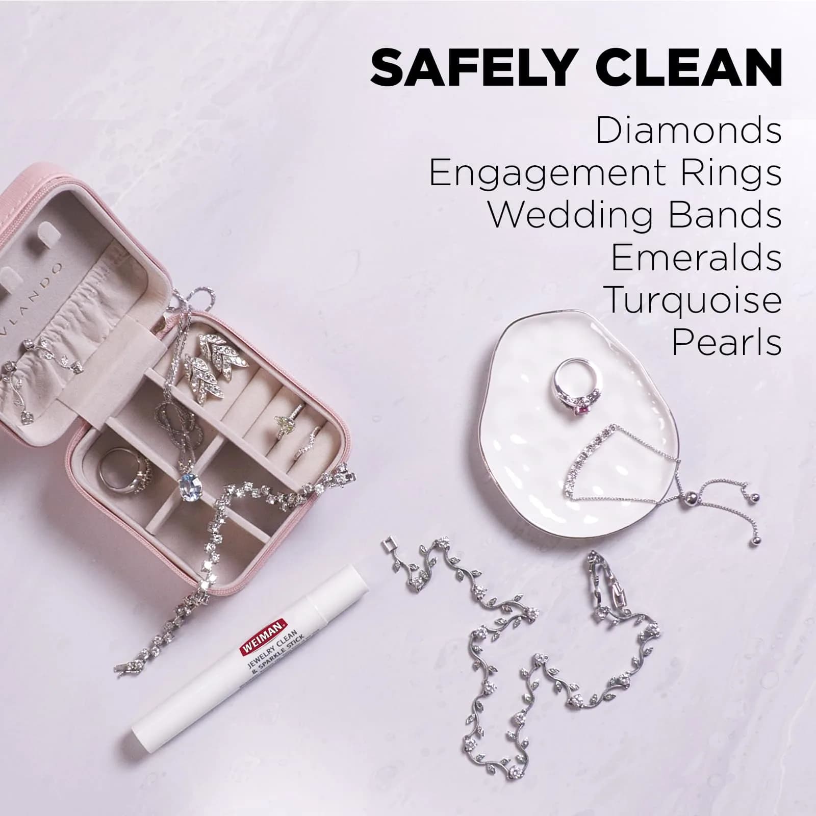 Weiman Jewelry Cleaner & Sparkle Stick - Portable On-The-Go Cleaning for Diamond Engagement Rings, Wedding Rings, Gemstones, Necklaces, Earrings, Bracelets (1-Pack) - view 3