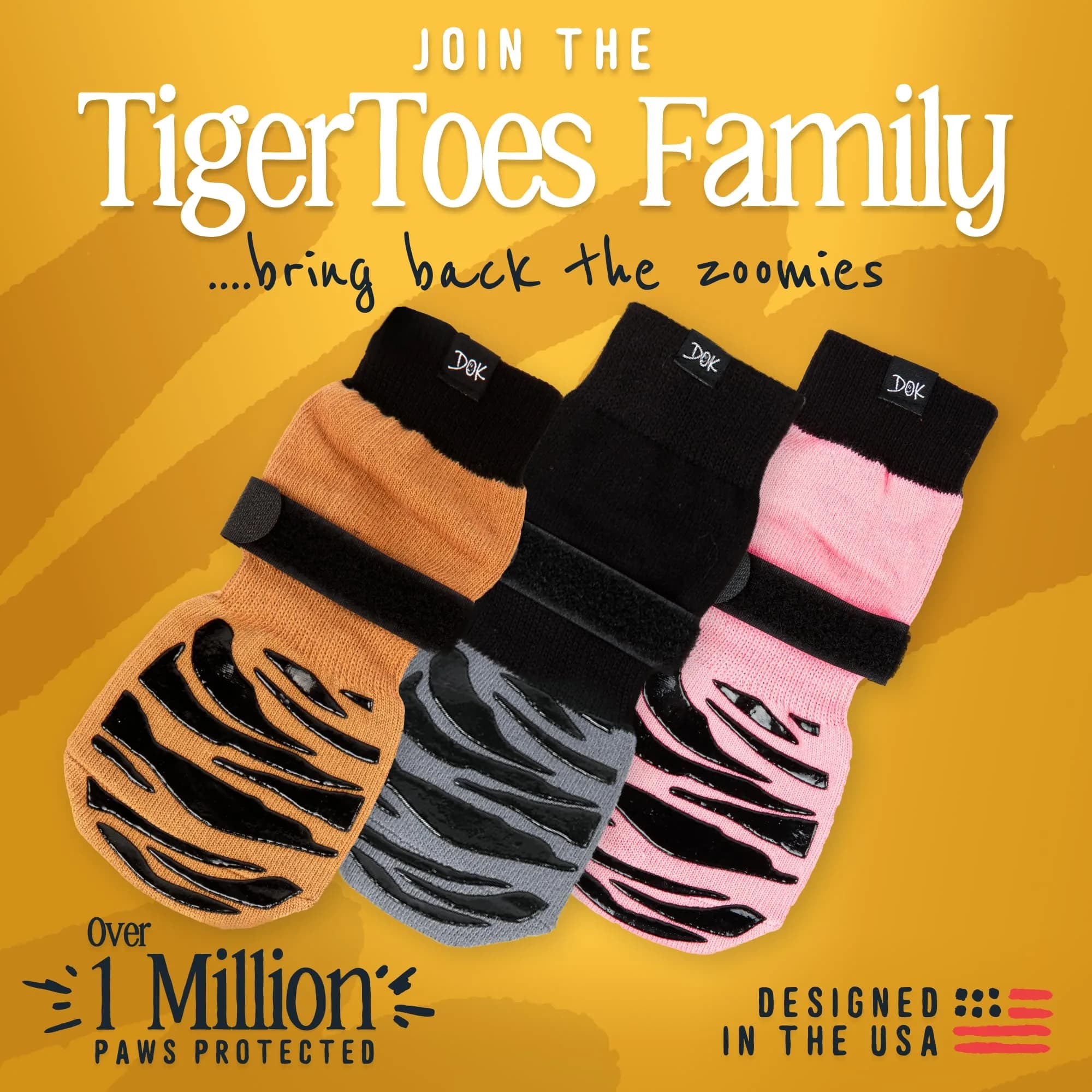 DOK TigerToes Non-Slip Dog Socks XXL (4-Pack) | Extra-Thick Grip for Hardwood Floors & Hot Pavement - view 9