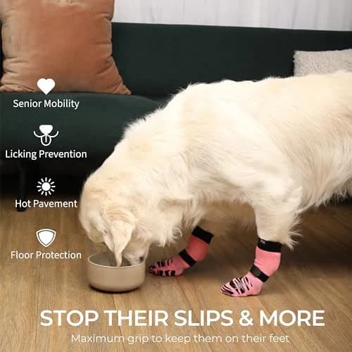 DOK TigerToes Non-Slip Dog Socks XXL (4-Pack) | Extra-Thick Grip for Hardwood Floors & Hot Pavement thumbnail 2