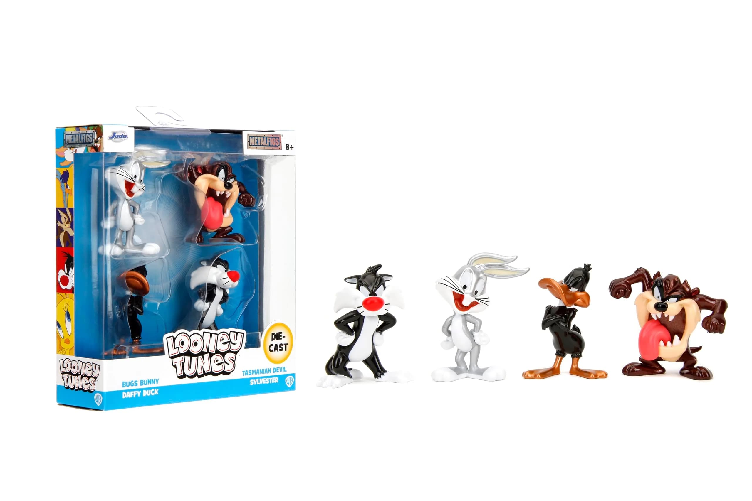 Jada Looney Tunes Metalfigs 4-Pack Bugs Bunny, Tasmanian Devil, Daffy Duck, Sylvester the Cat 2.5" (6.35cm) Metal Figures | Officially Licensed Collectible — Multi-color