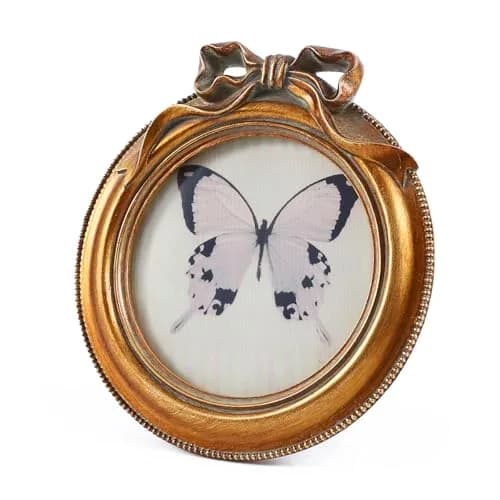 SIKOO Vintage Picture Frame 4x4 Round | Antique Bronze Gold Wall & Tabletop Decor thumbnail 7