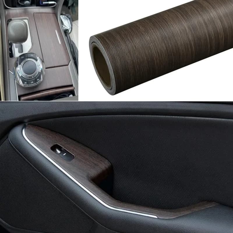 GreceYou Wood Grain Vinyl Wrap Sticker Decal for Cars & Furniture 40x100cm (15.7x39.4in) | Matte Coffee-Oak Finish thumbnail 4