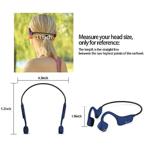 YouthWhisper Open Ear Bone Conduction Headphones Navy Blue | Bluetooth 5.0, IP65 Waterproof, 8-Hour Battery thumbnail 9