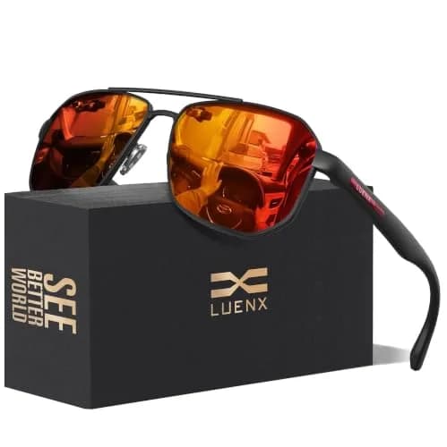 Luenx Aviator Polarized Sunglasses for Men: Square UV400 Driving thumbnail 1