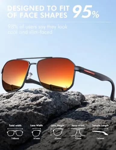 Luenx Aviator Polarized Sunglasses for Men: Square UV400 Driving thumbnail 5