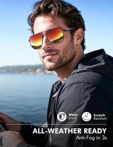 Luenx Aviator Polarized Sunglasses for Men: Square UV400 Driving thumbnail 6