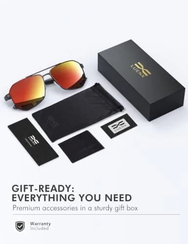 Luenx Aviator Polarized Sunglasses for Men: Square UV400 Driving thumbnail 7