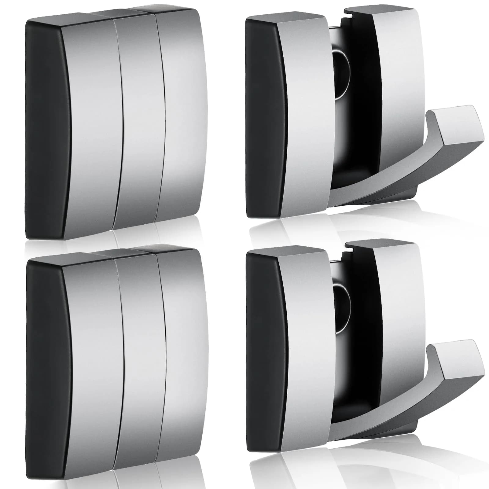 Queekay Storage Hook 4 Pcs Black Gold | Heavy Duty Aluminum Wall Hanging for Bathroom & Closet — Gray