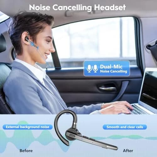 New Bee M53 Bluetooth Headset with 500mAh Charging Case | 72H Talktime, Dual Mic Noise Cancelling thumbnail 3