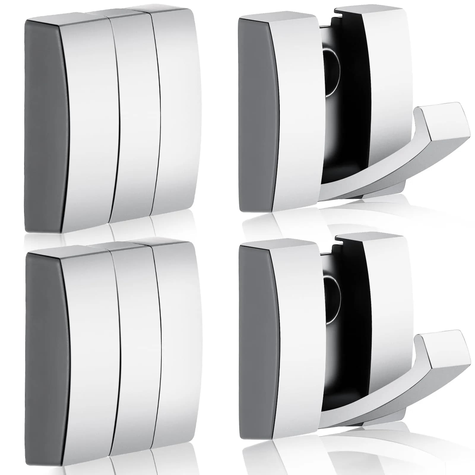 Queekay 4 Pcs Folding Hideaway Coat Hooks Space Aluminum | Retractable Wall Hanging Holder for Closet & Bathroom