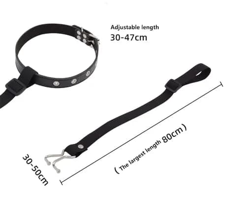 KLORVEU PU Leather Neck Collar Choker with Metal Nose Hook Buckle & Adjustable Pin Buckle | Black thumbnail 7