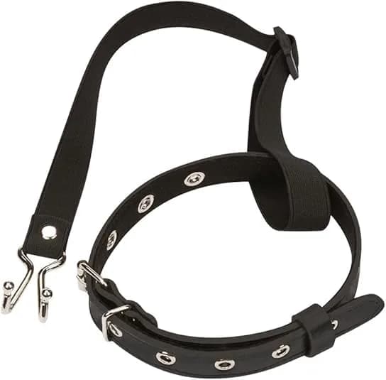 KLORVEU PU Leather Neck Collar Choker with Metal Nose Hook Buckle & Adjustable Pin Buckle | Black thumbnail 2