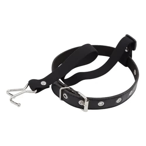 KLORVEU PU Leather Neck Collar Choker with Metal Nose Hook Buckle & Adjustable Pin Buckle | Black thumbnail 4