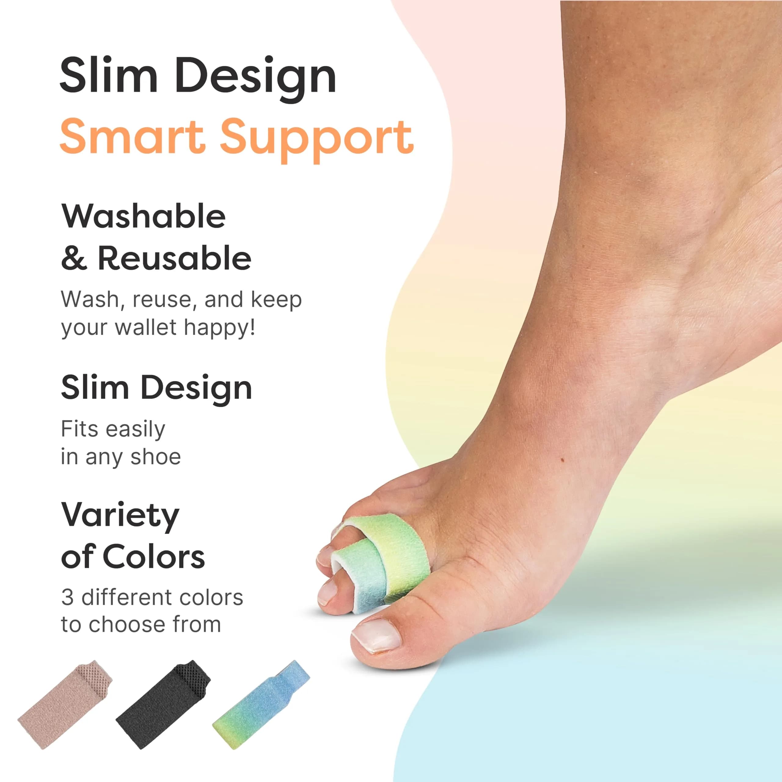 ZenToes Hammer Toe Straightener & Broken Toe Splint Wraps, 4 Ct | Soft Fabric Support for Middle Toes - view 5