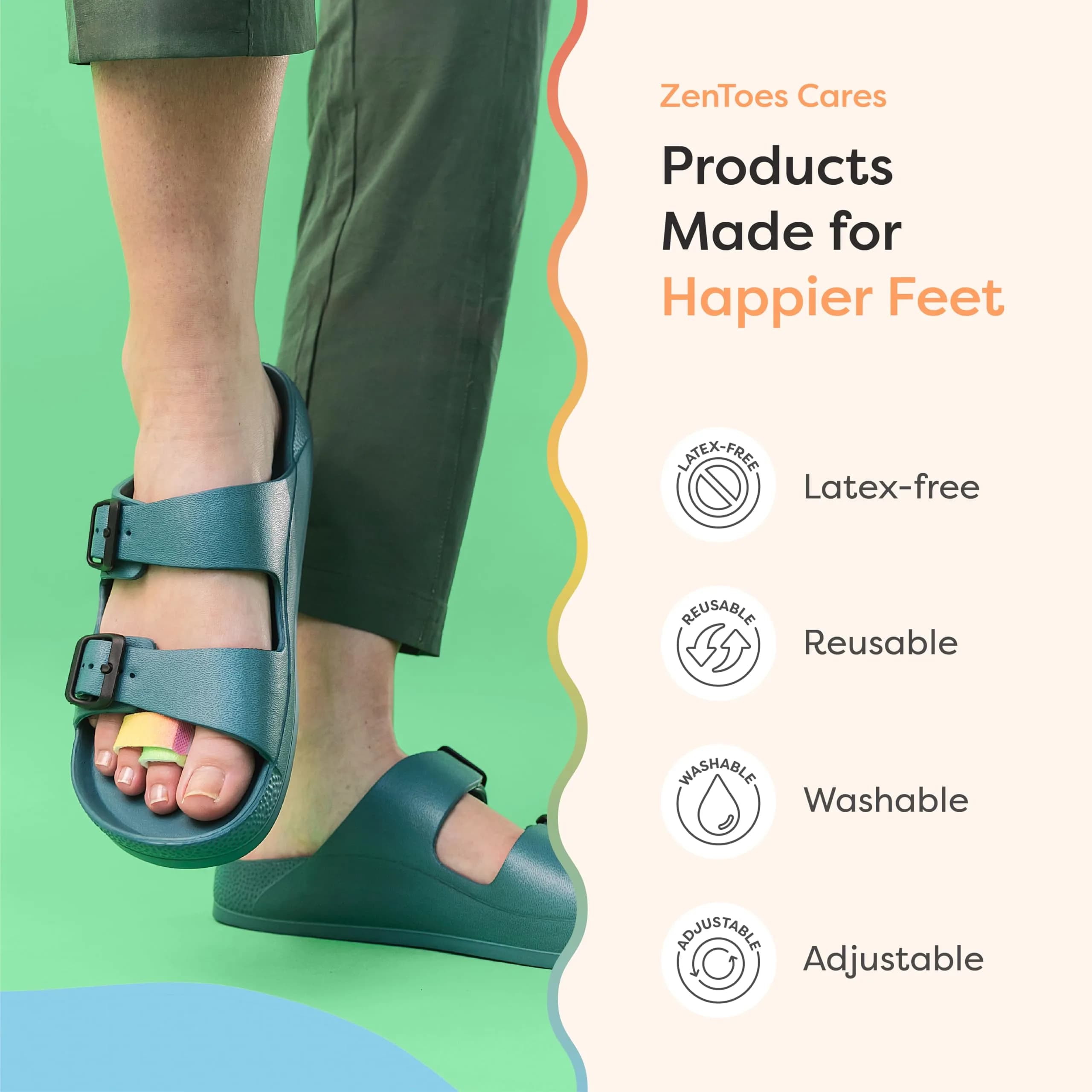 ZenToes Hammer Toe Straightener & Broken Toe Splint Wraps, 4 Ct | Soft Fabric Support for Middle Toes - view 7