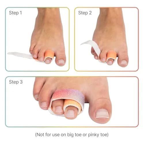 ZenToes Hammer Toe Straightener & Broken Toe Splint Wraps, 4 Ct | Soft Fabric Support for Middle Toes thumbnail 8