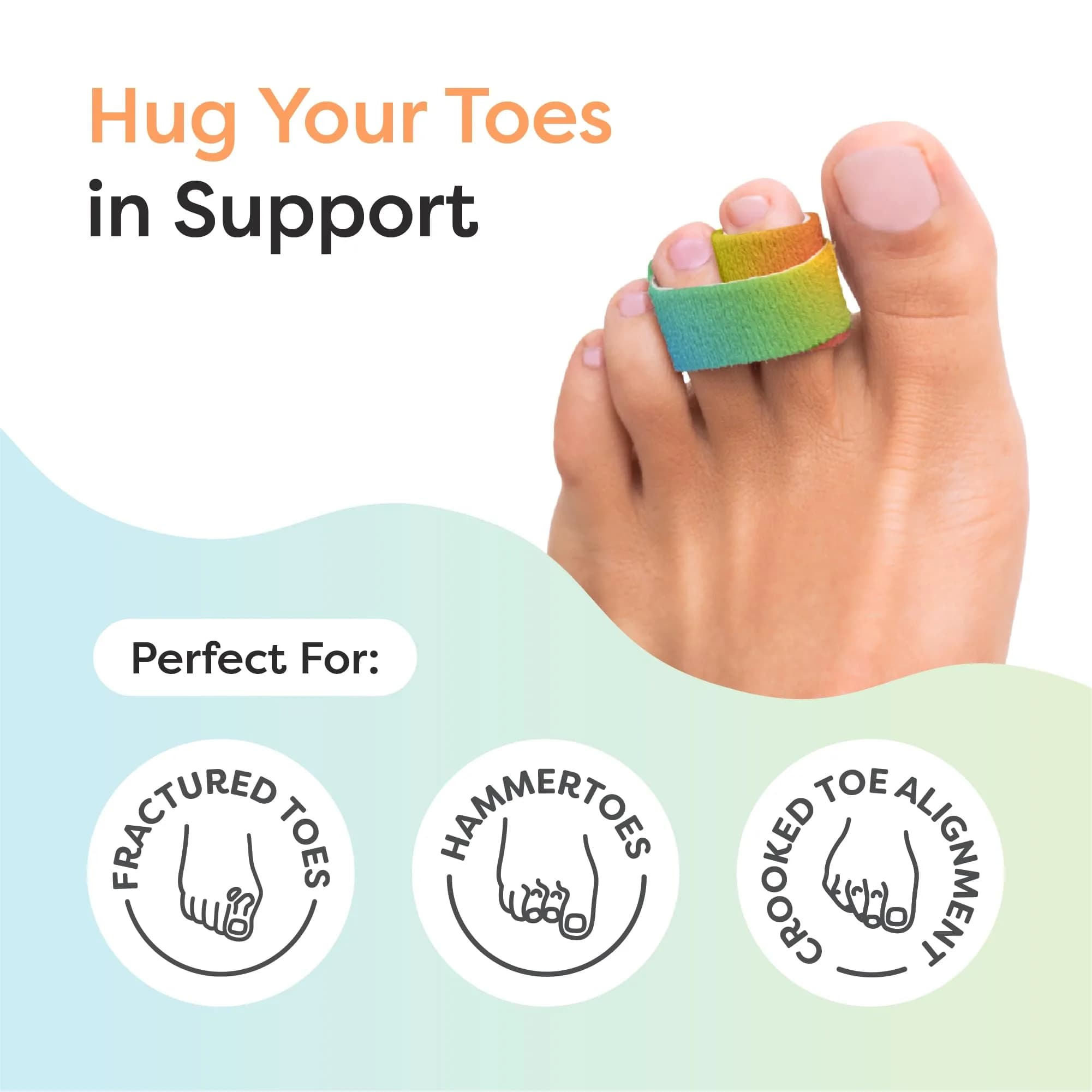 ZenToes ZenRainbow Original Support Hammer Toe Straightener & Buddy Wraps, OSFM (4 Count) - view 3
