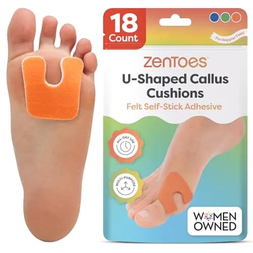 ZenToes U-Shaped Felt Callus Pads 18 Count | Cushioning for Foot Pain Relief thumbnail 1