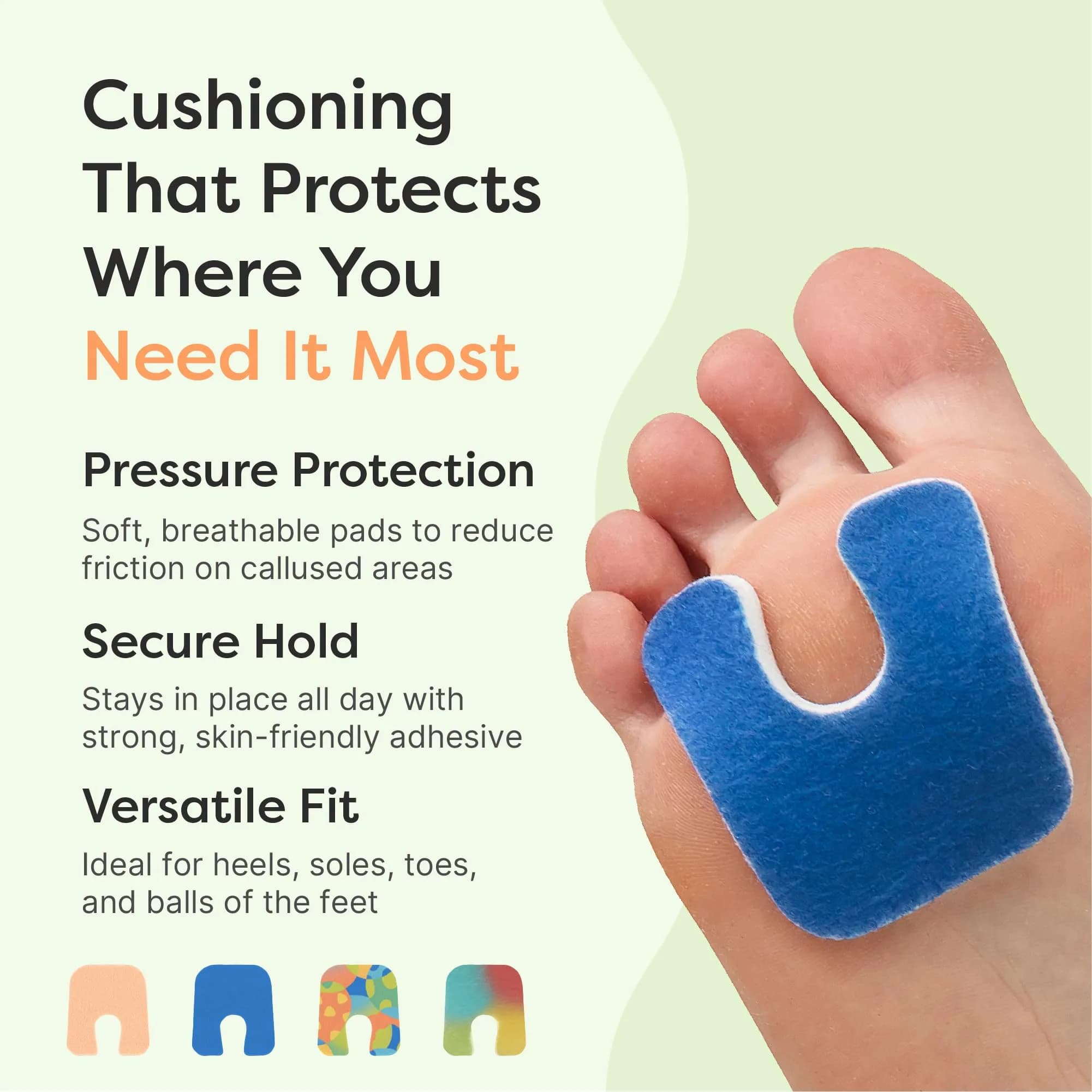 ZenToes U-Shaped Felt Callus Pads 18 Count | Cushioning for Foot Pain Relief - view 3