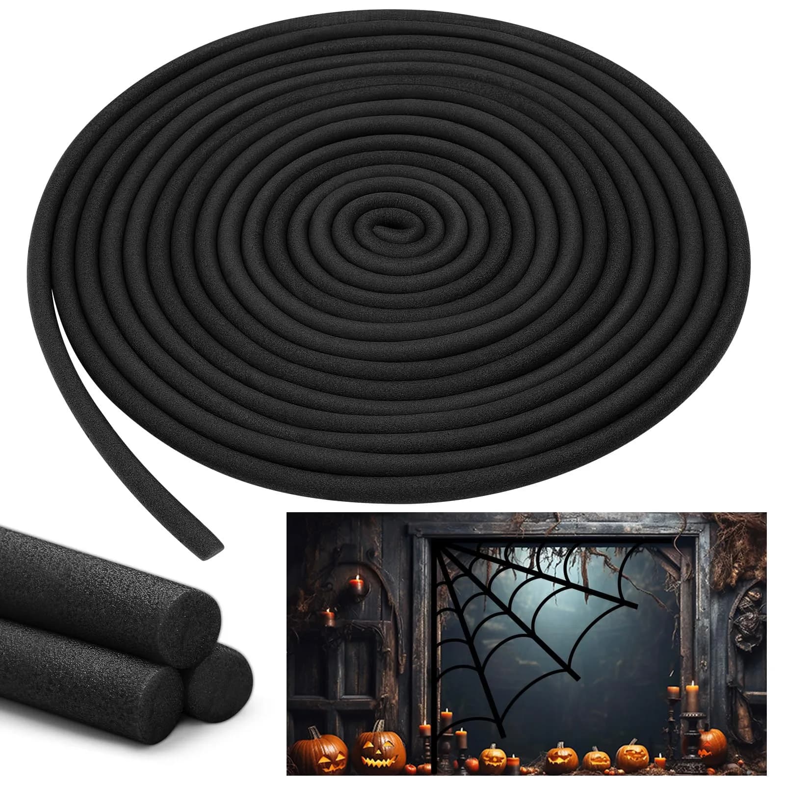 Frienda Black Foam Noodles for Crafts 12.2m (40 Ft) | Versatile Pool Noodles for Modeling and DIY Arts - main product image