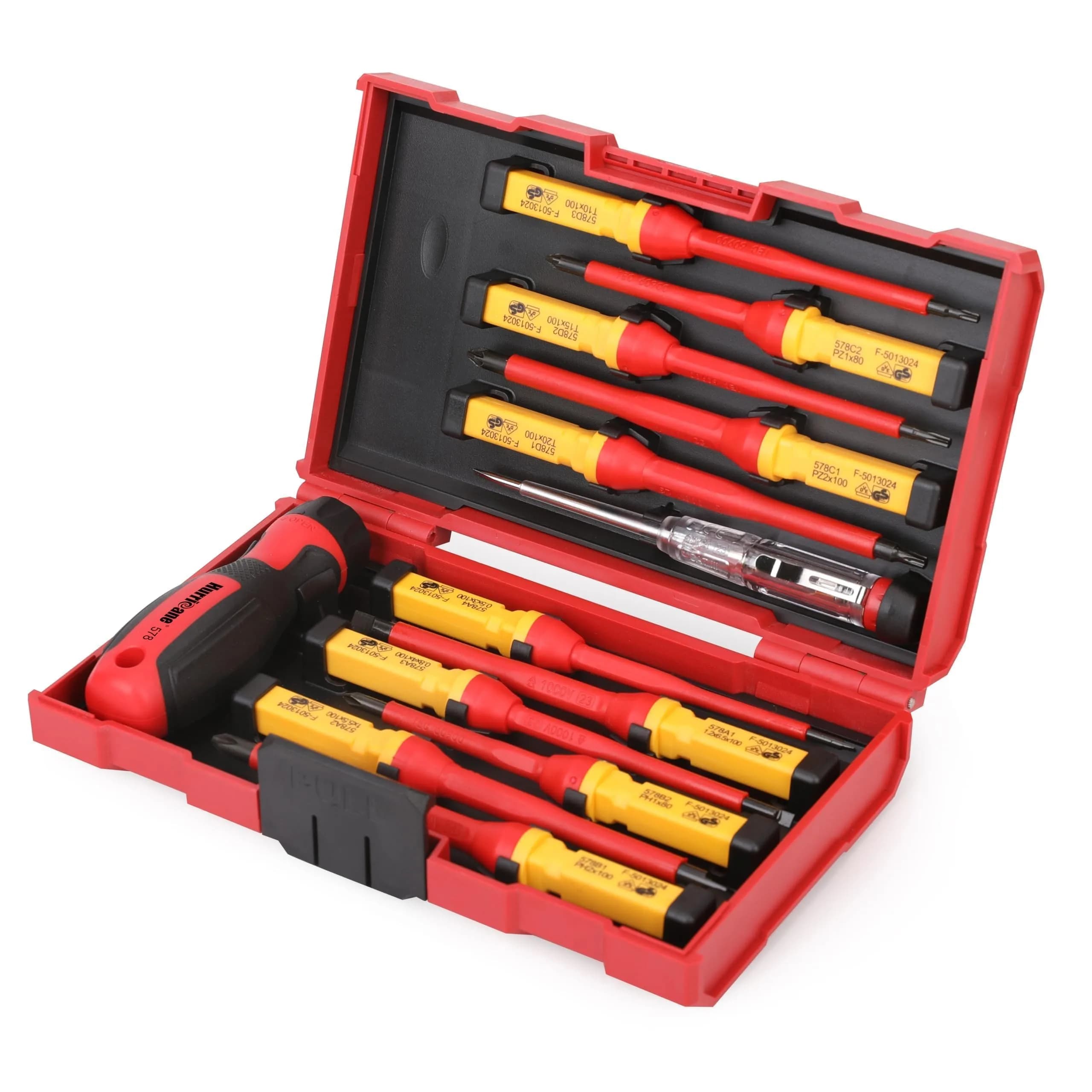 HURRICANE 13 Piece 1000V Insulated Electrician Screwdriver Set | Cr-V Magnetic Tips for Professional & Home Repair — 13 Piece Basic Insulated Screwdriver Set