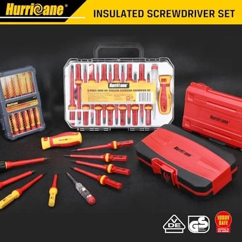 HURRICANE 13 Piece 1000V Insulated Electrician Screwdriver Set | Cr-V Magnetic Tips for Professional & Home Repair thumbnail 9