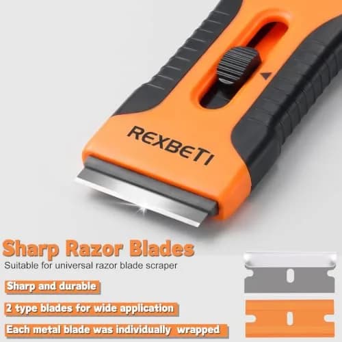 REXBETI Razor Blade Scraper Tool 8 Pack with 240 Blades | Heavy Duty Glass Stovetop & Wall Cleaner thumbnail 8
