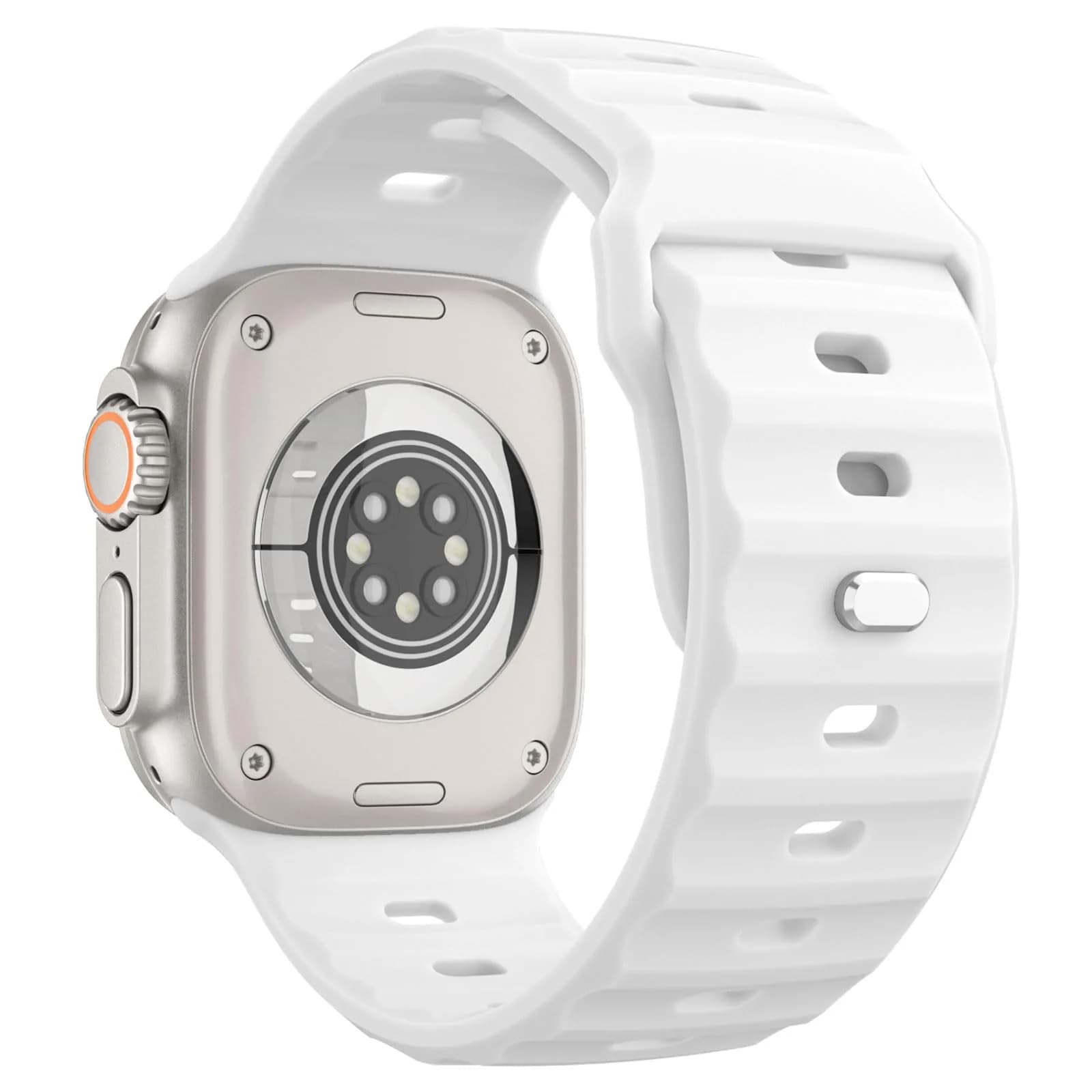 MoKo Ocean Band Compatible with Apple Watch 42/44/45/46/49mm | Waterproof Silicone Sport Strap — White