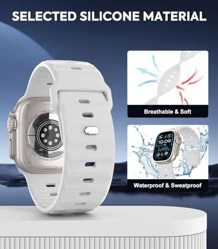 MoKo Ocean Band Compatible with Apple Watch 42/44/45/46/49mm | Waterproof Silicone Sport Strap thumbnail 4