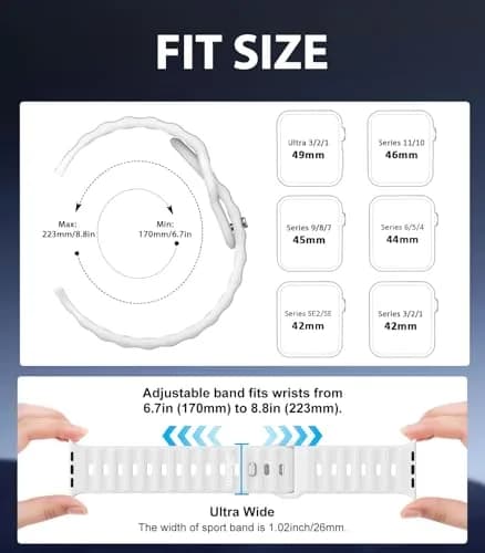 MoKo Ocean Band Compatible with Apple Watch 42/44/45/46/49mm | Waterproof Silicone Sport Strap thumbnail 2