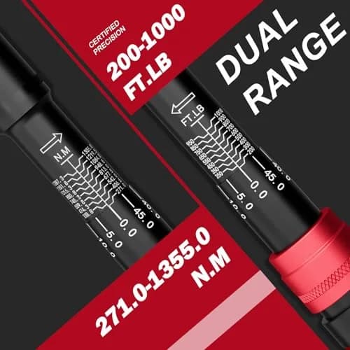 VANPO 3/4-Inch Drive Click Torque Wrench 200-1000 ft‑lb Heavy Duty | Precision Industrial Tool thumbnail 2