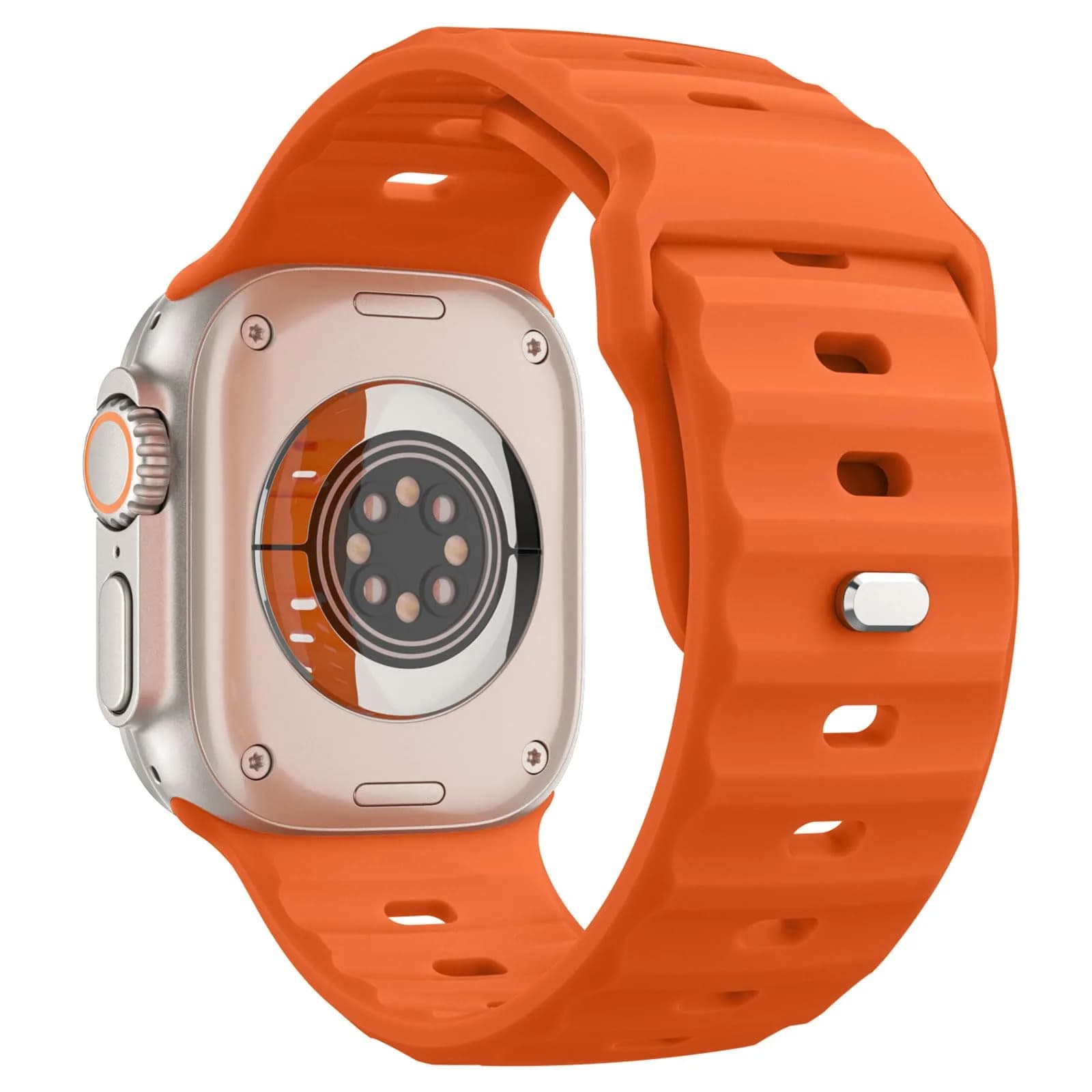 MoKo Ocean Band Compatible with Apple Watch 42/44/45/46/49mm | Waterproof Silicone Sport Strap — Orange